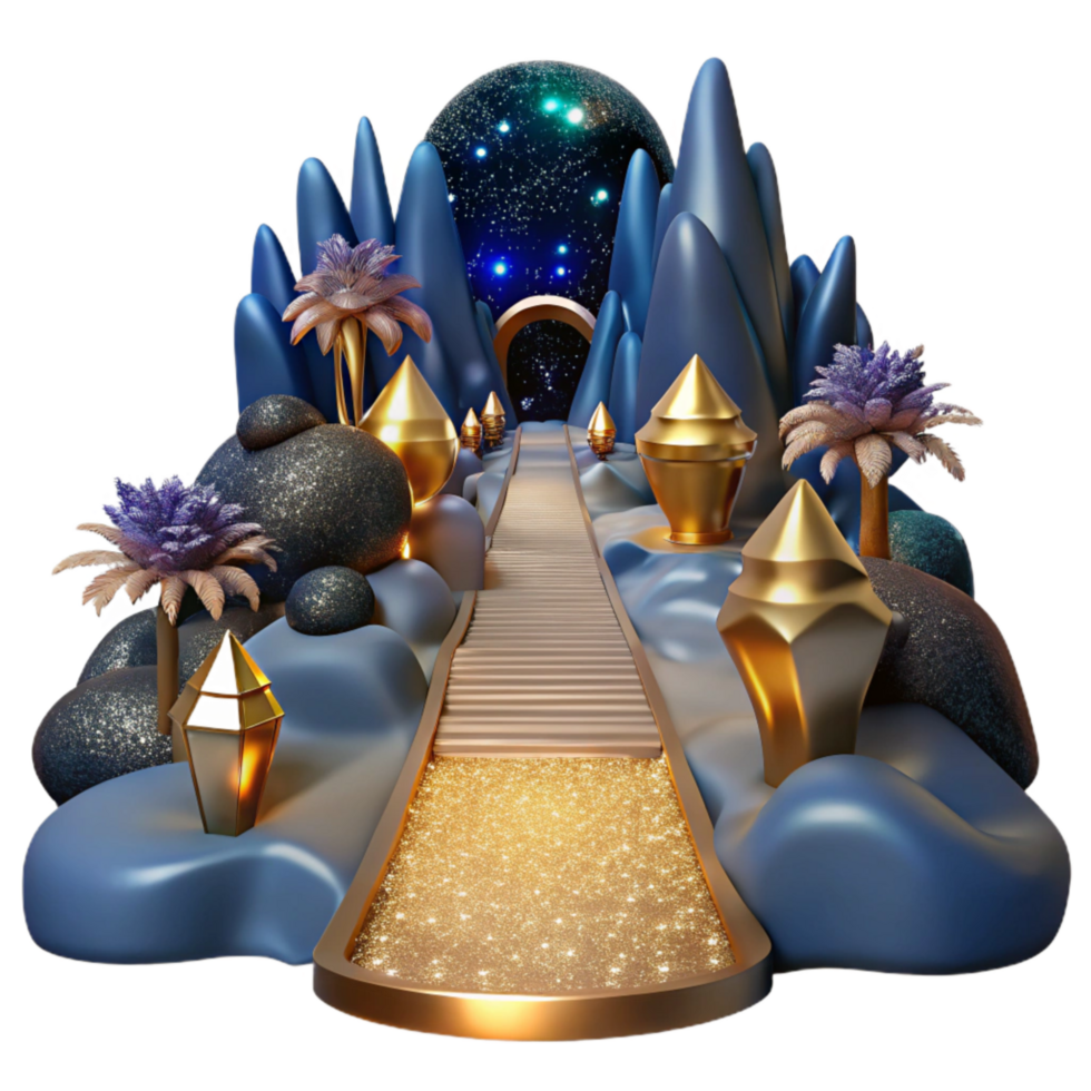 vibrant abstract Path Leading to a Waterfall Transparent Element original png