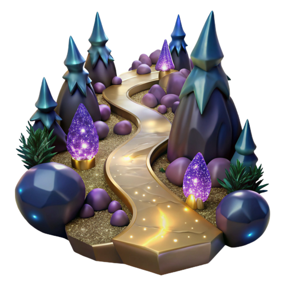 beautiful minimalist Path Leading to a Waterfall Transparent Element authentic png