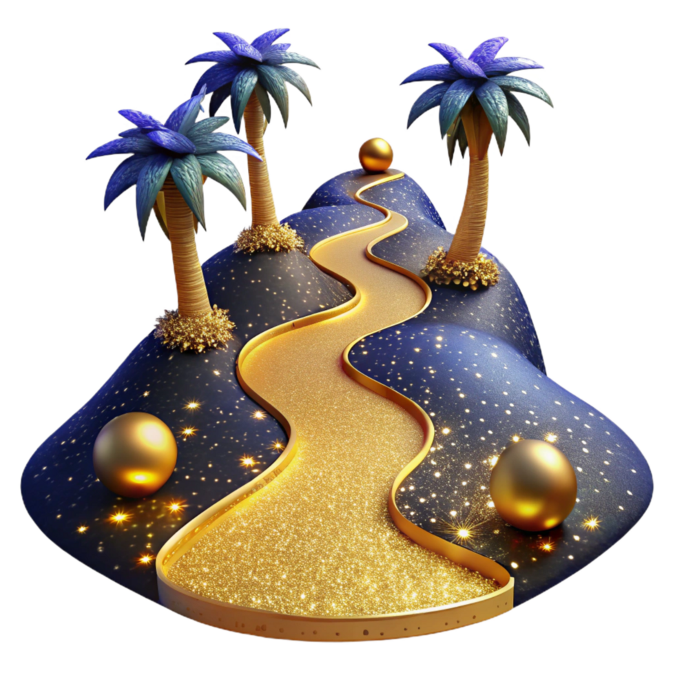 wonderful vintage Path Leading to a Waterfall Transparent Element premium png