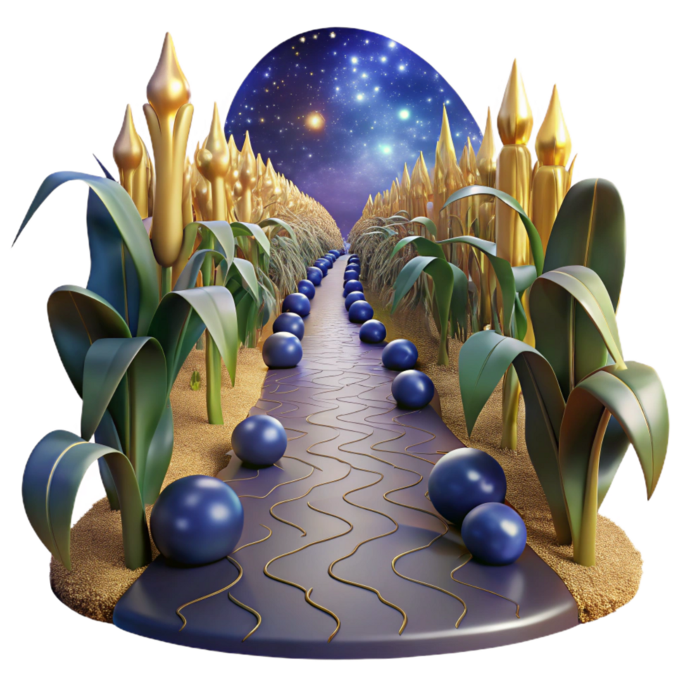 stunning artistic Path Through a Cornfield with Tall Stalks Cutout premium png