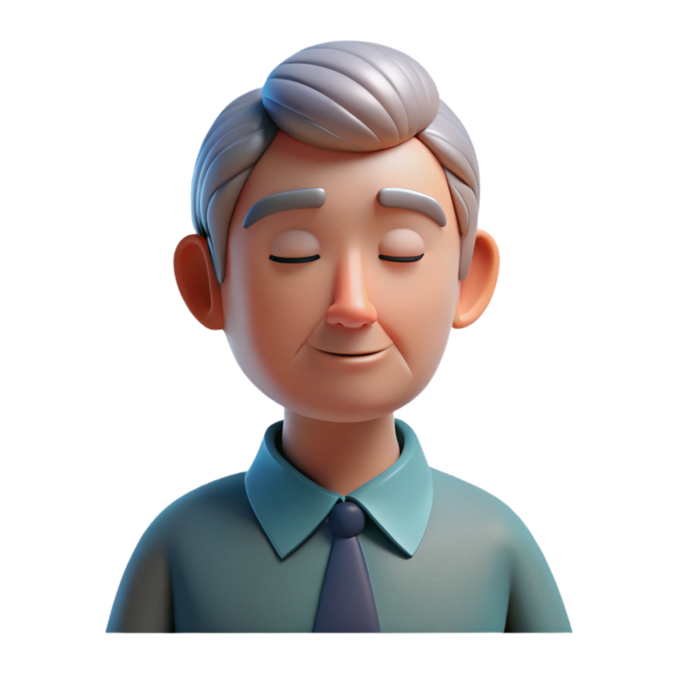 extraordinary classic Resigned senior man with closed eyes authentic png