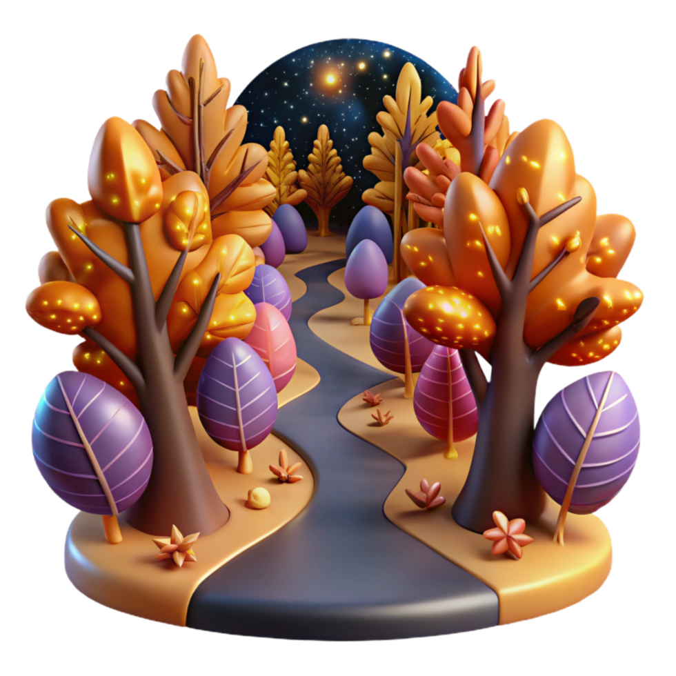 elegant classic Path Through an Oak Forest with Colorful Leaves Cutout original png