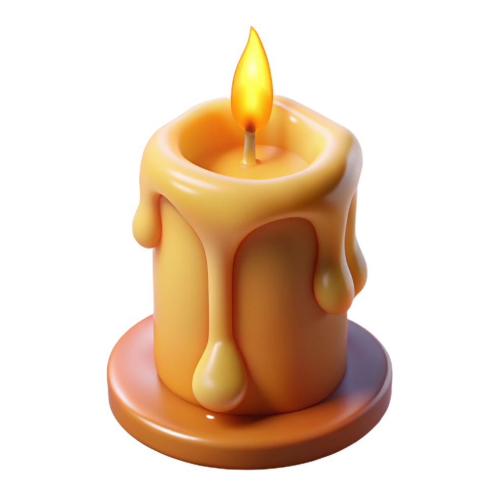 wonderful minimalist A single, burning candle, dripping wax genuine png