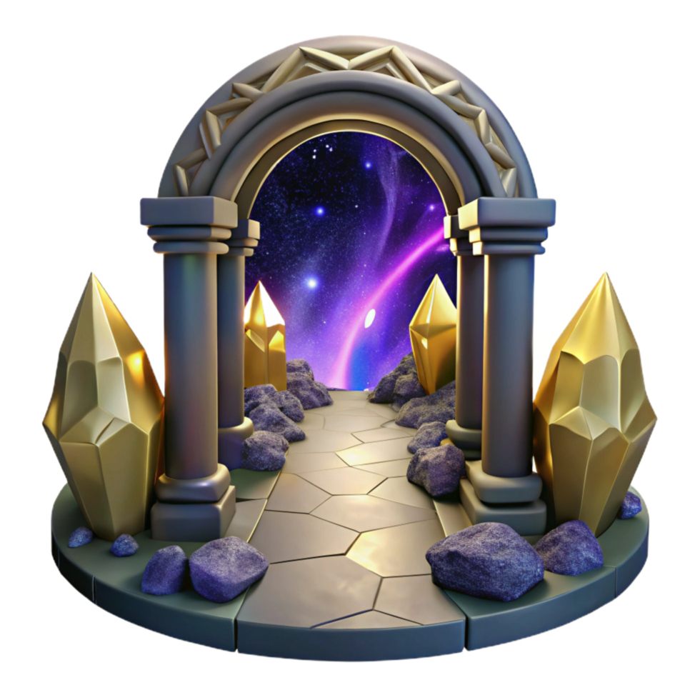 impressive rustic Path Through Archway in Ancient Ruins Isolated professional png