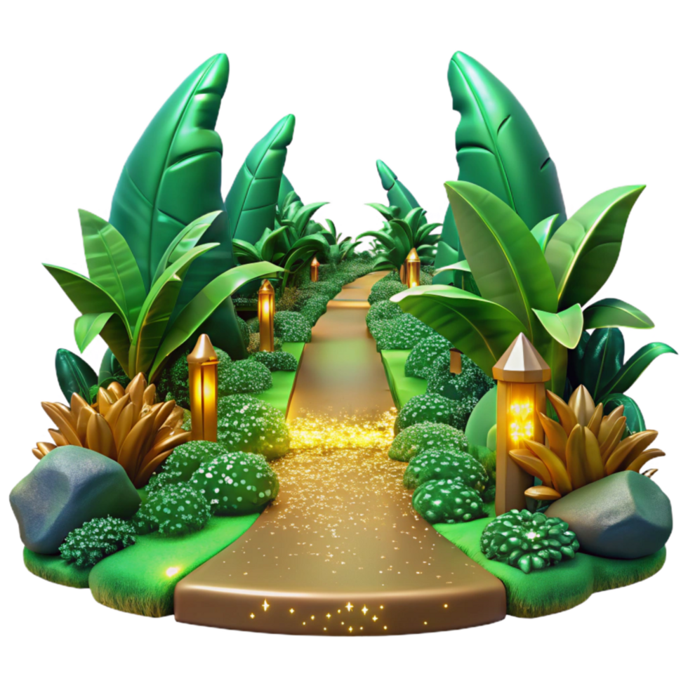 stunning classic Path Through a Rainforest with Vibrant Green Hues Cutout png