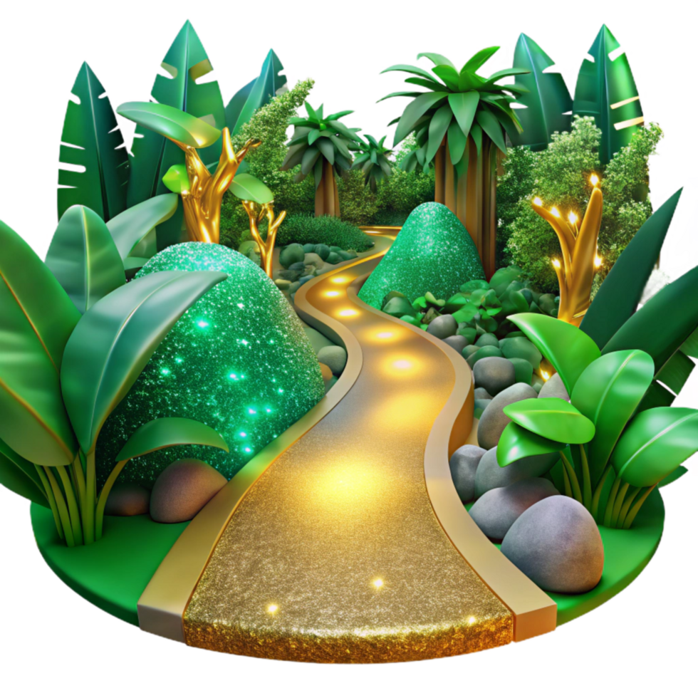 impressive contemporary Path Through a Rainforest with Vibrant Green Hues Cutout png
