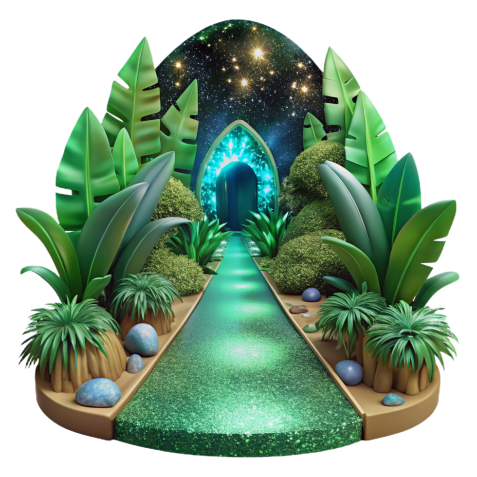 dramatic contemporary Path Through a Rainforest with Vibrant Green Hues Cutout detailed png