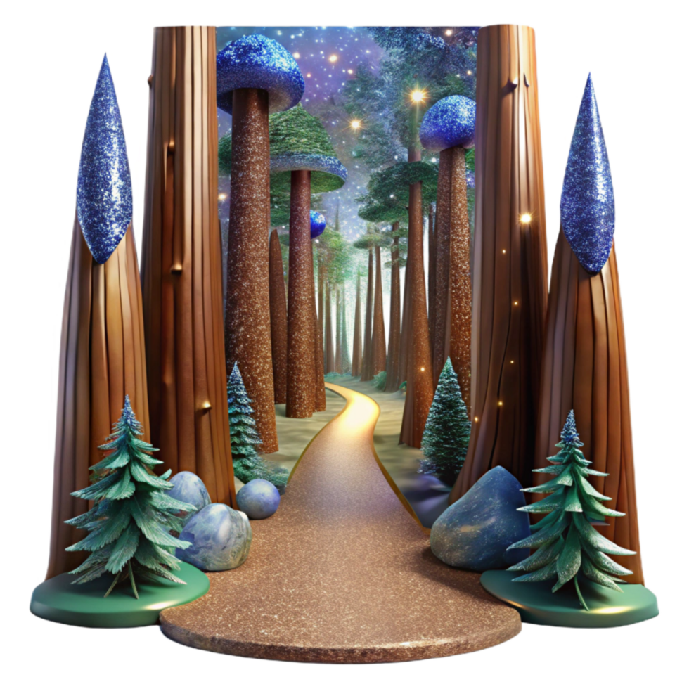 magnificent vintage Path Through a Redwood Forest with Tall Trees Isolated detailed png