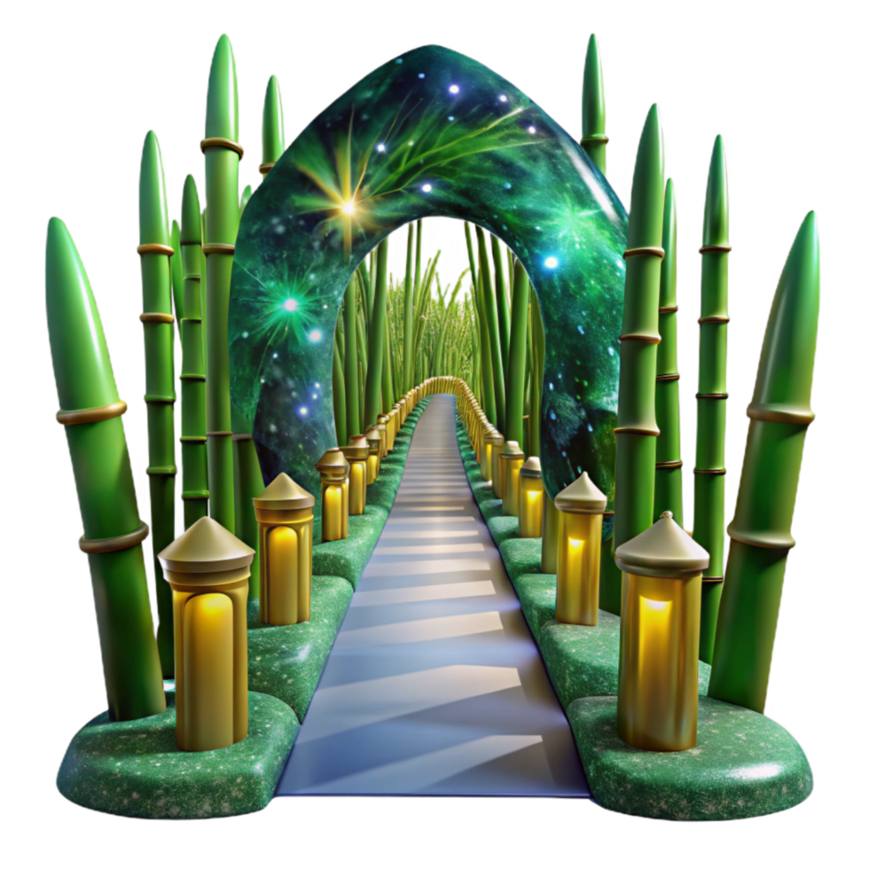 magnificent contemporary Path Through Bamboo Forest with Green Hues Isolated genuine png