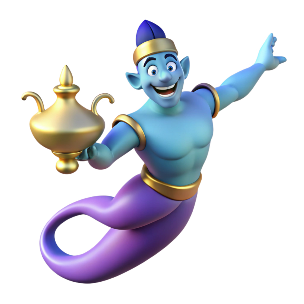 wonderful contemporary A powerful genie, emerging from a lamp professional png