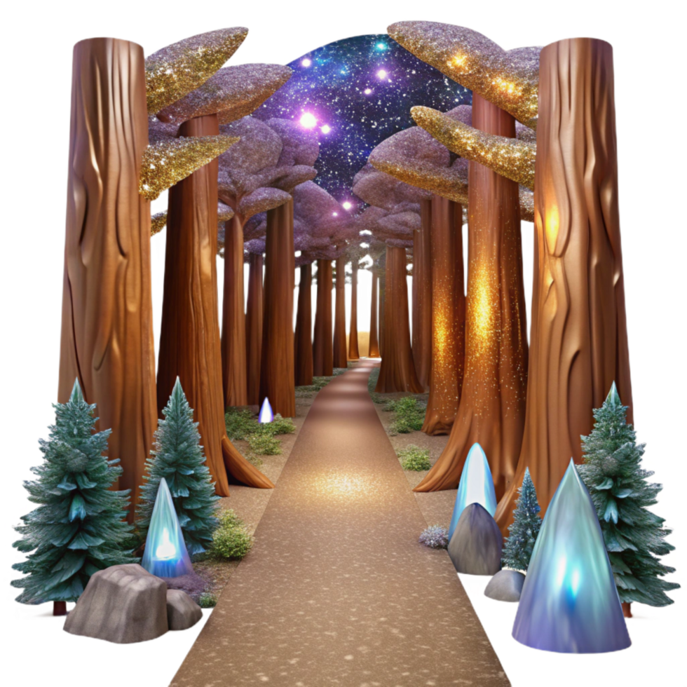 beautiful vintage Path Through a Redwood Forest with Tall Trees Isolated authentic png