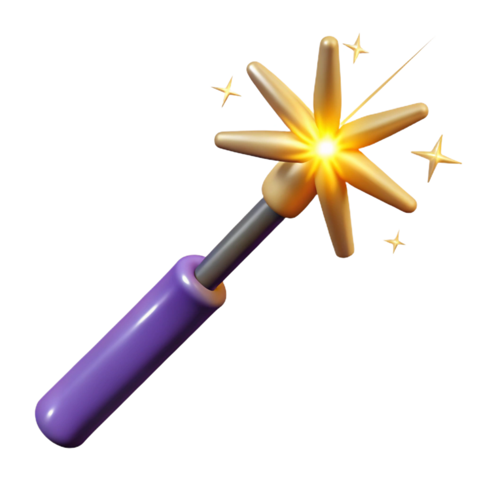 impressive minimalist A magic wand, emitting sparks detailed png