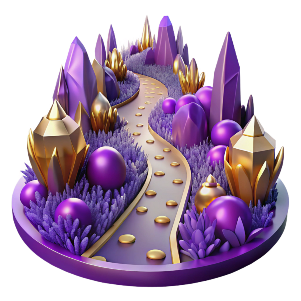 serene contemporary Path Through Field of Lavender Transparent Element detailed png