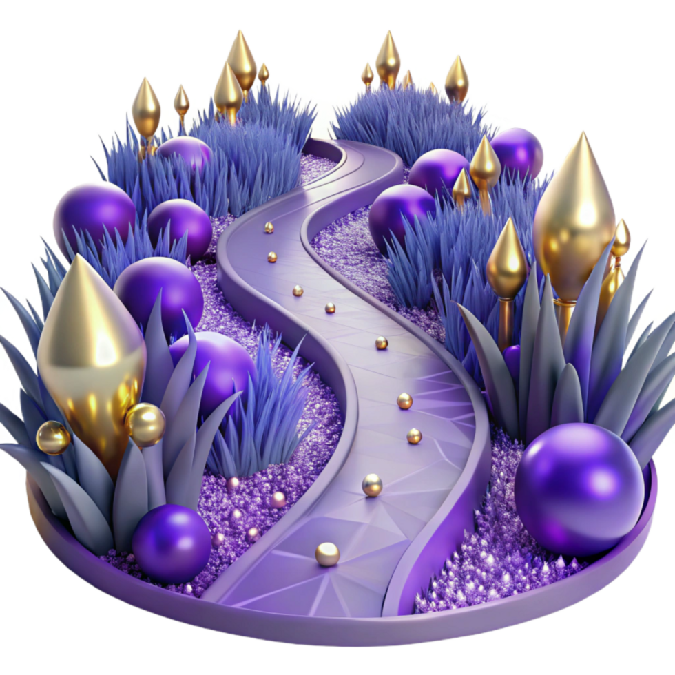 elegant minimalist Path Through Field of Lavender Transparent Element detailed png