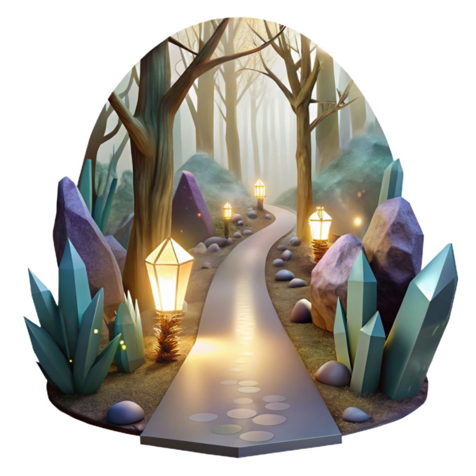 serene abstract Path Through Misty Forest with Soft Lighting Transparent Cutout professional png
