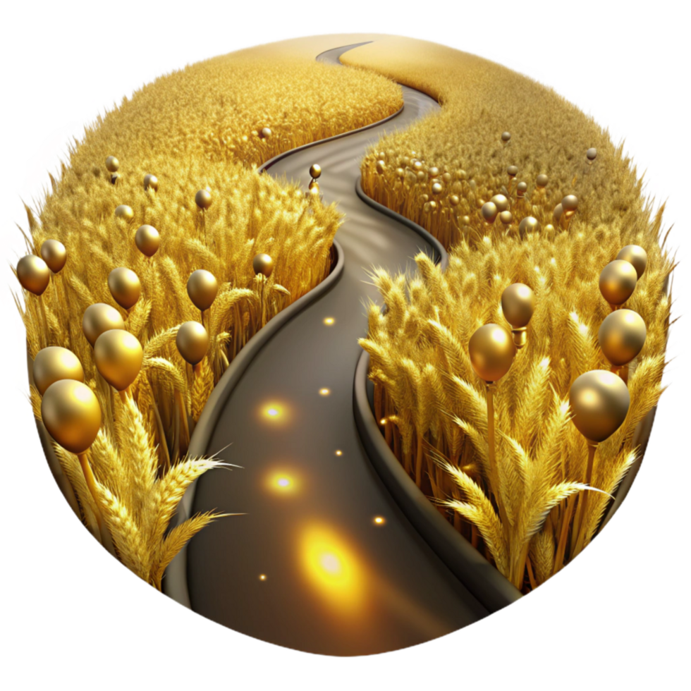 stunning artistic Path Through Wheat Field with Golden Light Cutout premium png