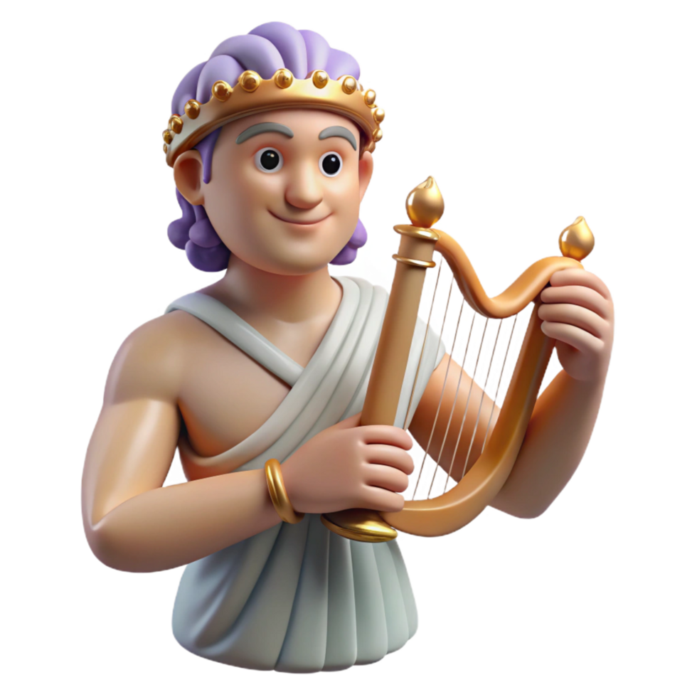 serene abstract Apollo, God of Music and Poetry, playing a lyre, authentic png