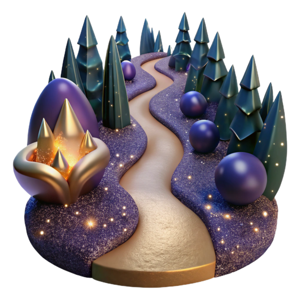 magnificent artistic Path Winding Through Forest Uncertain Future Transparent Background premium png