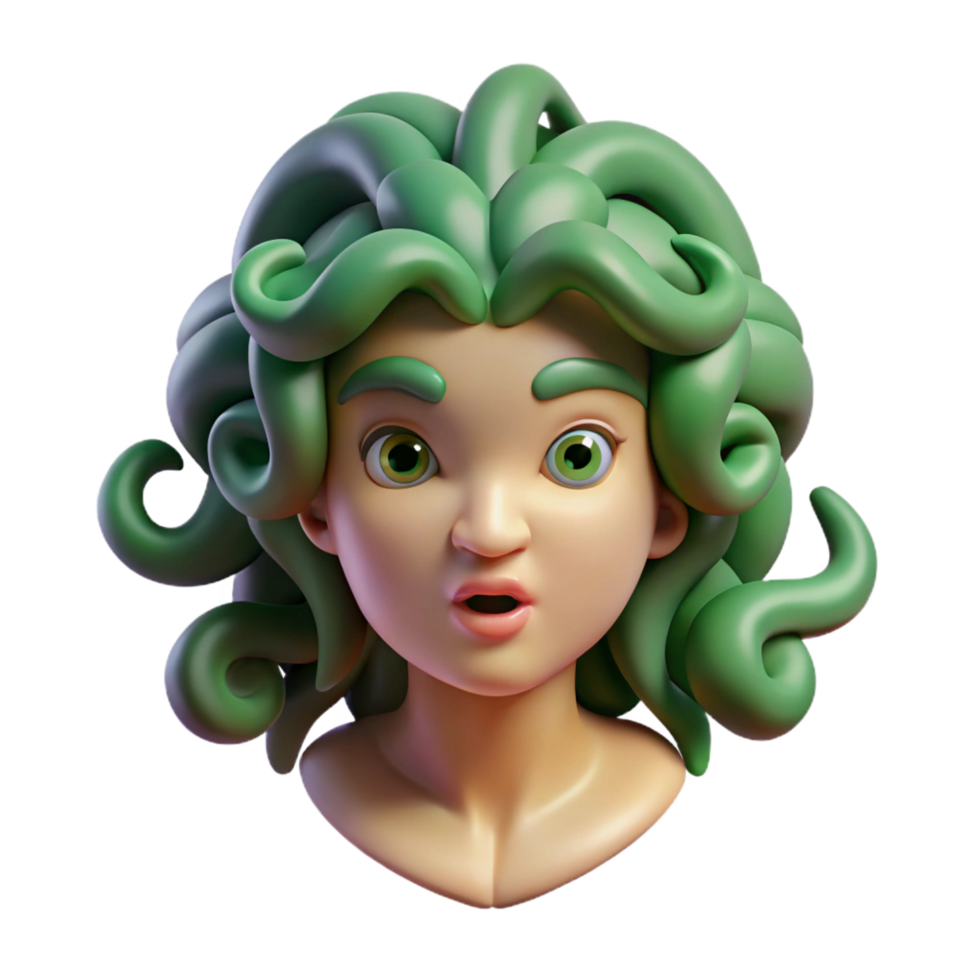 impressive modern Medusa, Gorgon, with snake hair, original png
