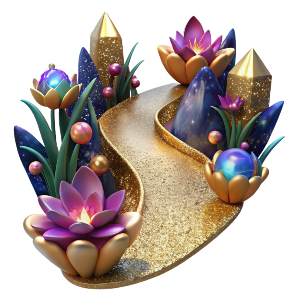 impressive modern Path with Colorful Wildflowers Isolated Element authentic png