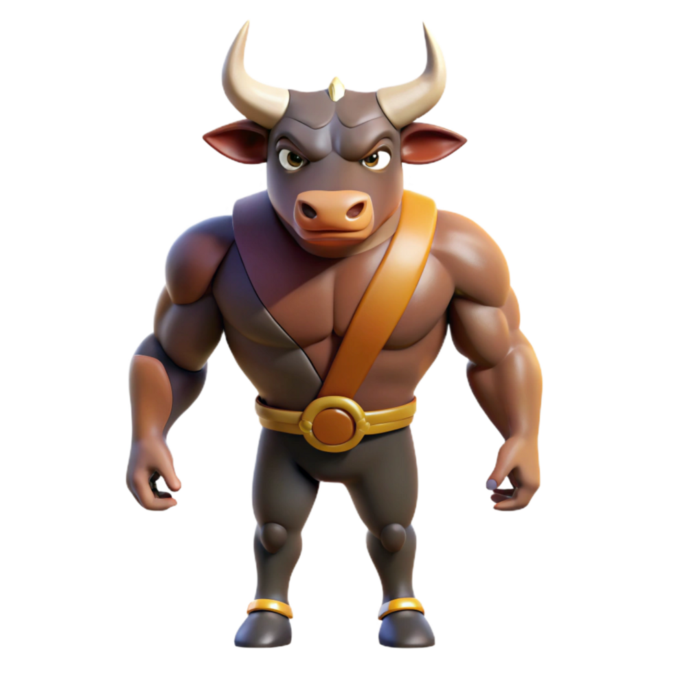 stunning traditional Minotaur, half-bull, half-man, original png