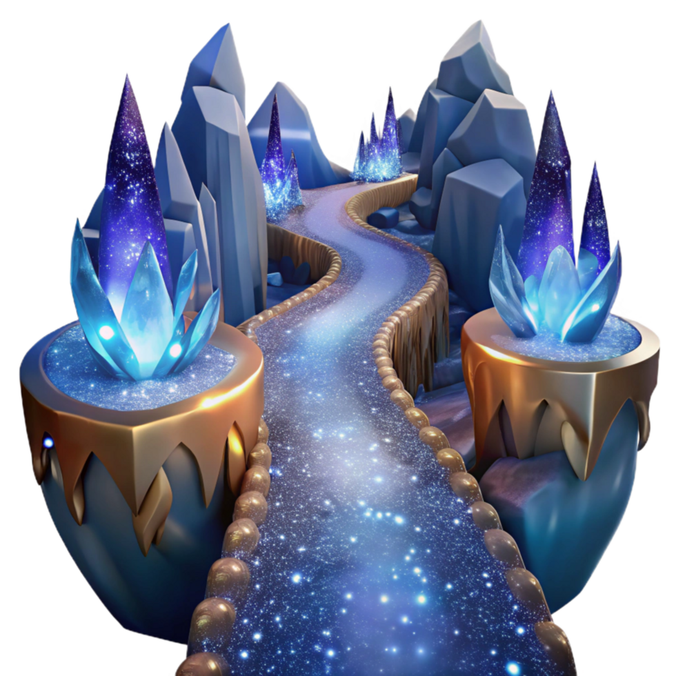 magnificent classic Path with Frozen Waterfall and Icicles Cutout Isolated authentic png