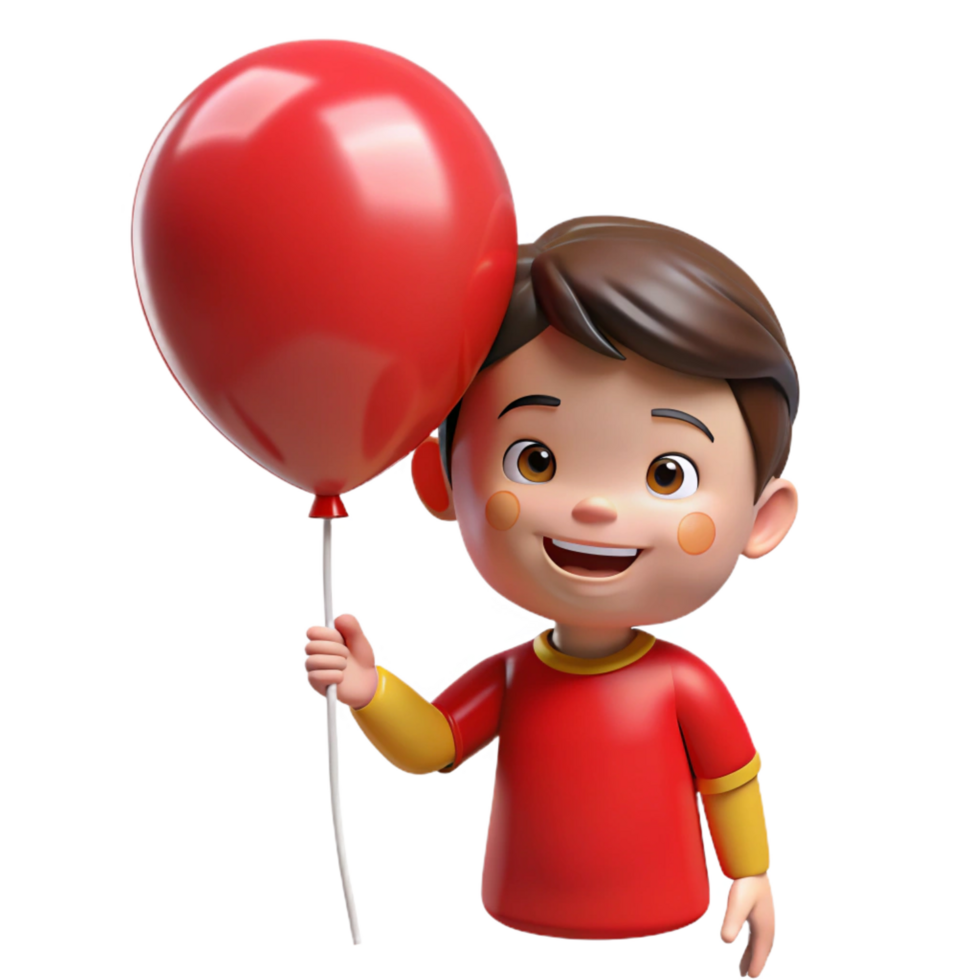 magnificent traditional Happy child with bright red balloon, professional png
