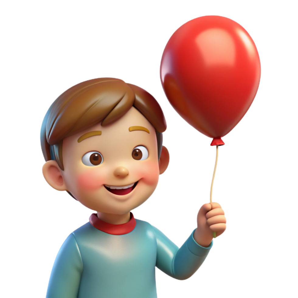 stunning traditional Happy child with bright red balloon, detailed png