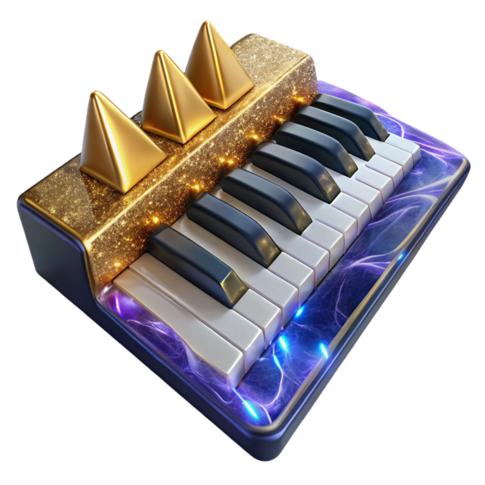 beautiful vintage Piano Keys Top View Isolated Element authentic png
