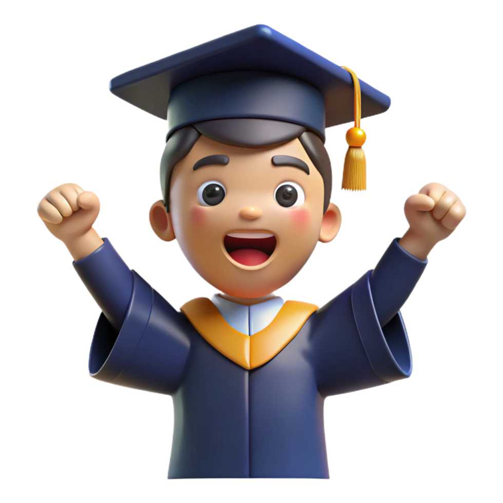 beautiful traditional Excited graduate in a graduation cap and gown, high quality png