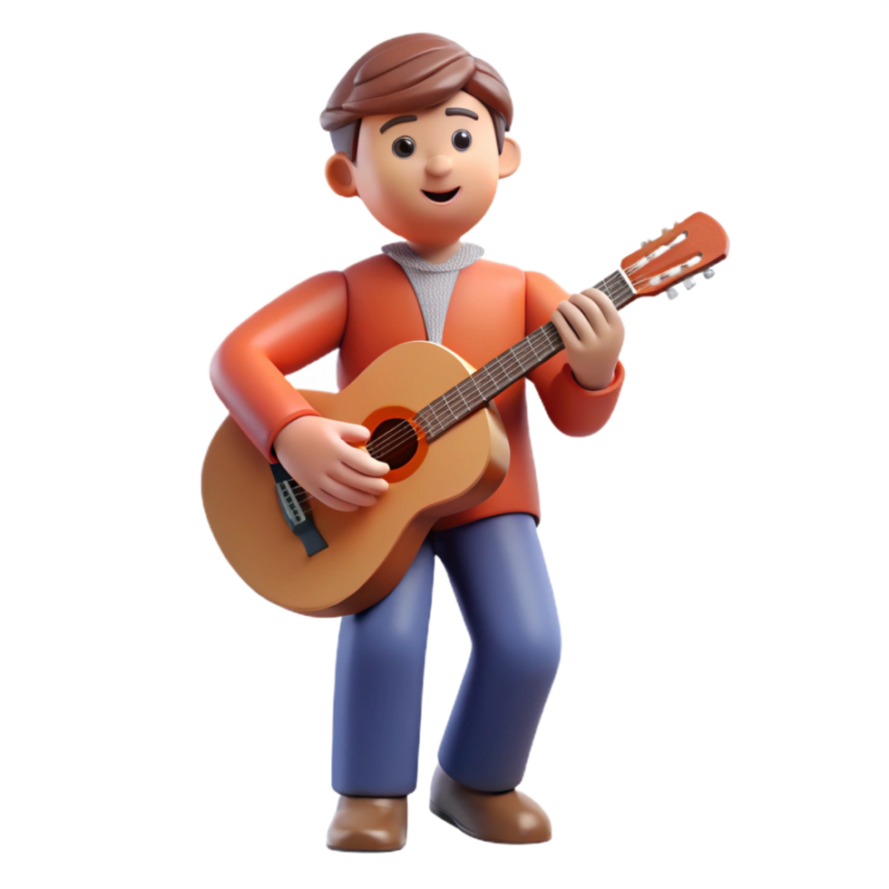 wonderful minimalist Determined musician with a guitar, 4K png
