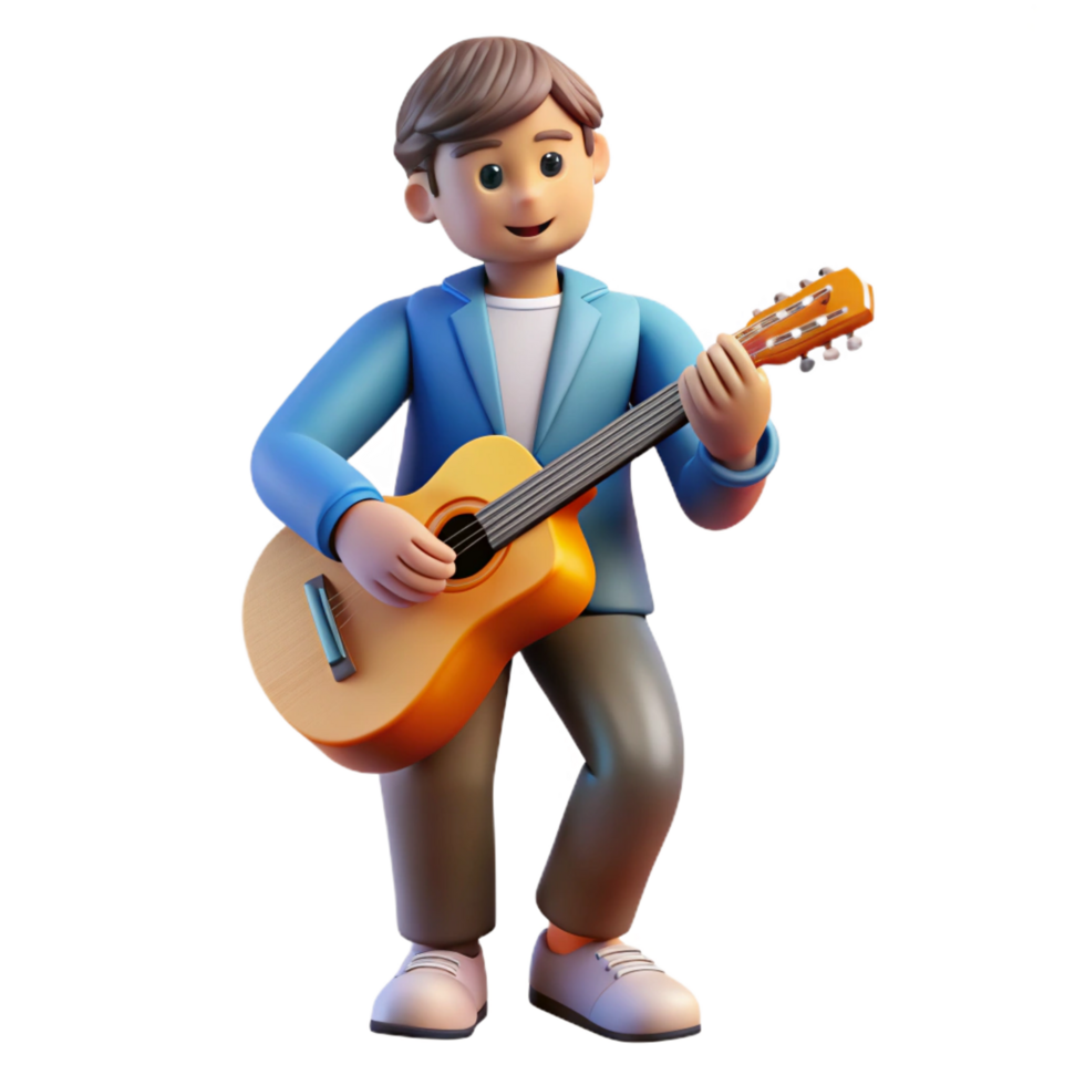 extraordinary rustic Determined musician with a guitar, authentic png