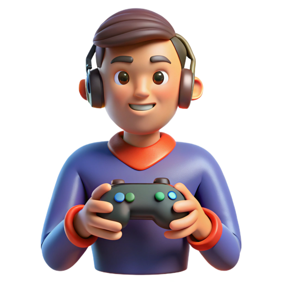 impressive artistic Concentrated gamer with a controller, genuine png