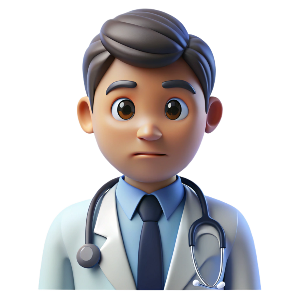 serene minimalist Worried doctor with stethoscope, 4K png