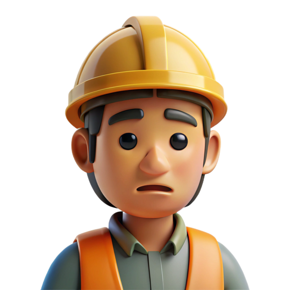 wonderful abstract Tired construction worker in hard hat, premium png