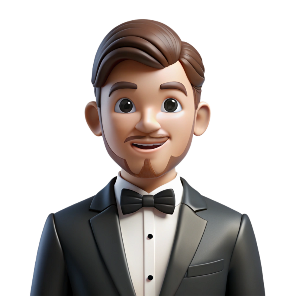 serene rustic Handsome groom in a tuxedo, professional png