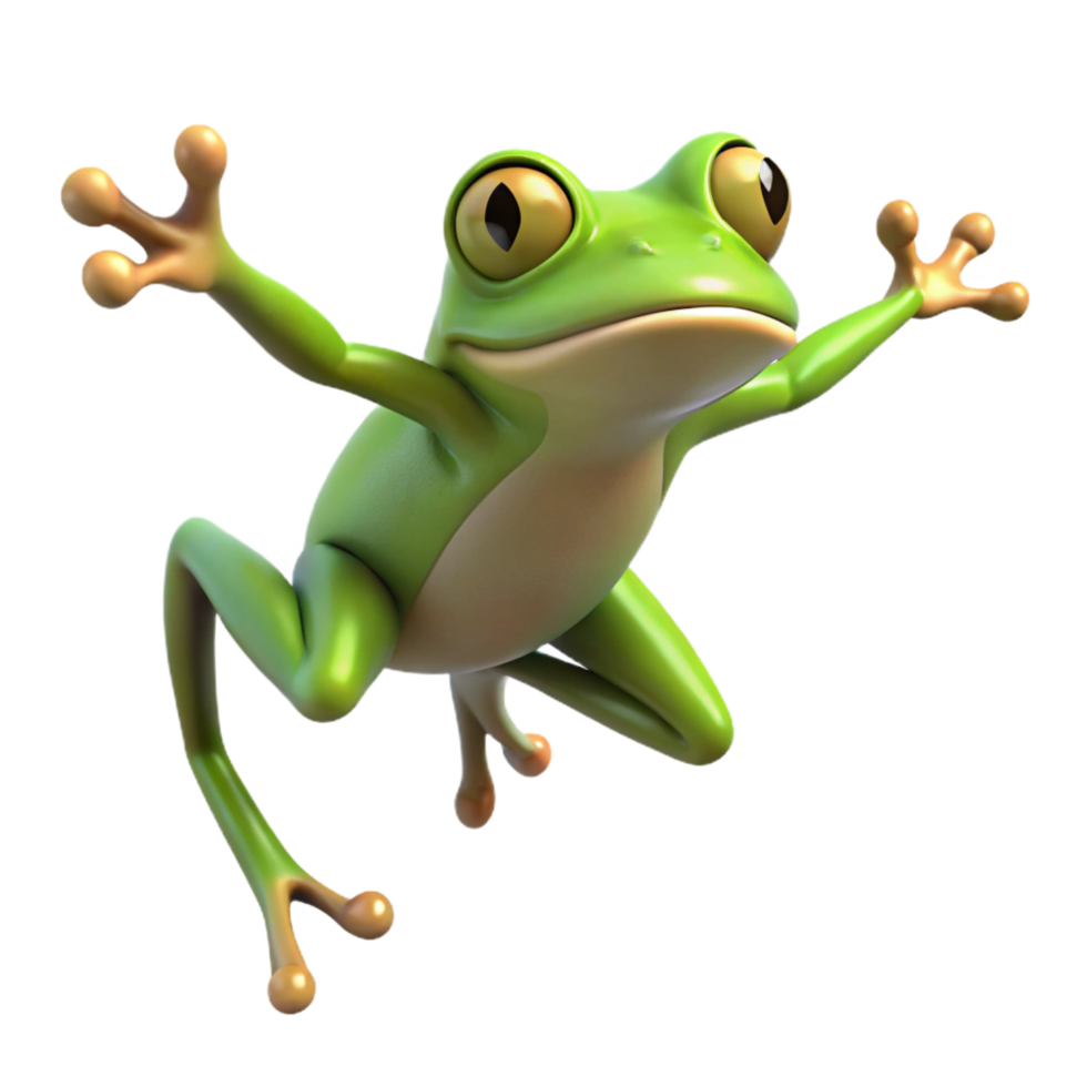 stunning minimalist Leaping frog with extended legs, original png