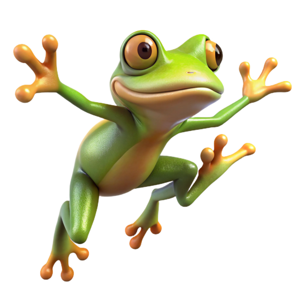 stunning minimalist Leaping frog with extended legs, high quality png