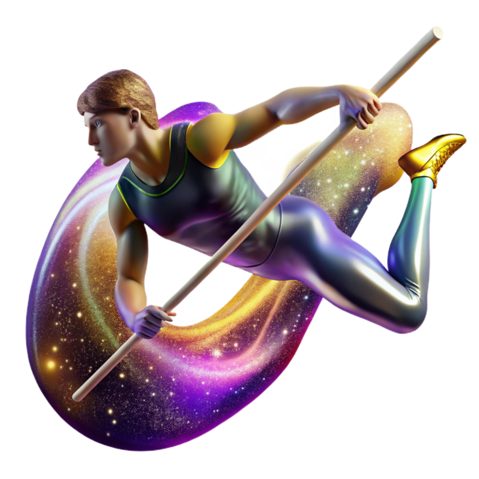 beautiful modern Pole Vaulter in Mid-air Isolated with Motion Blur detailed png
