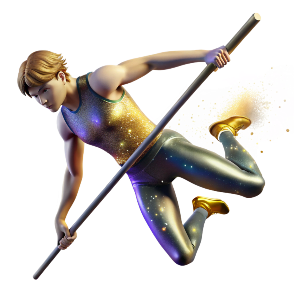 extraordinary creative Pole Vaulter in Mid-air Isolated with Motion Blur premium png