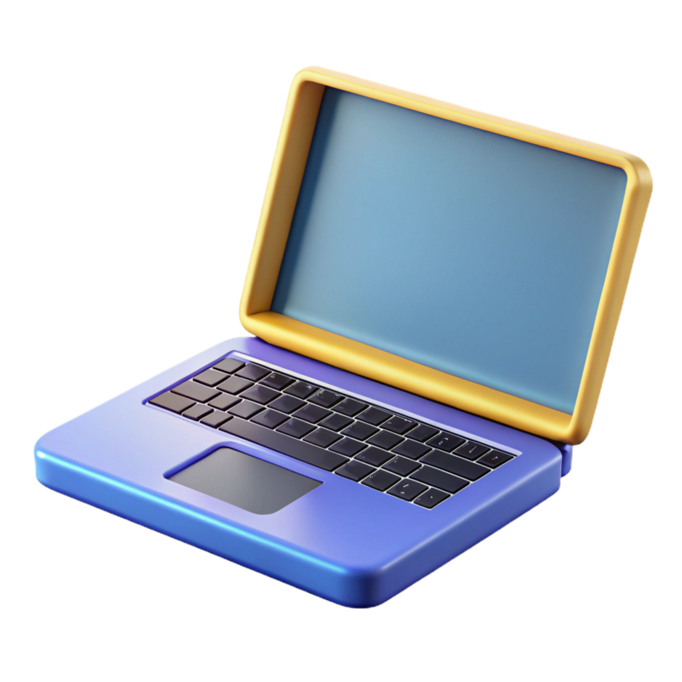 wonderful minimalist Laptop computer with open lid, high resolution png