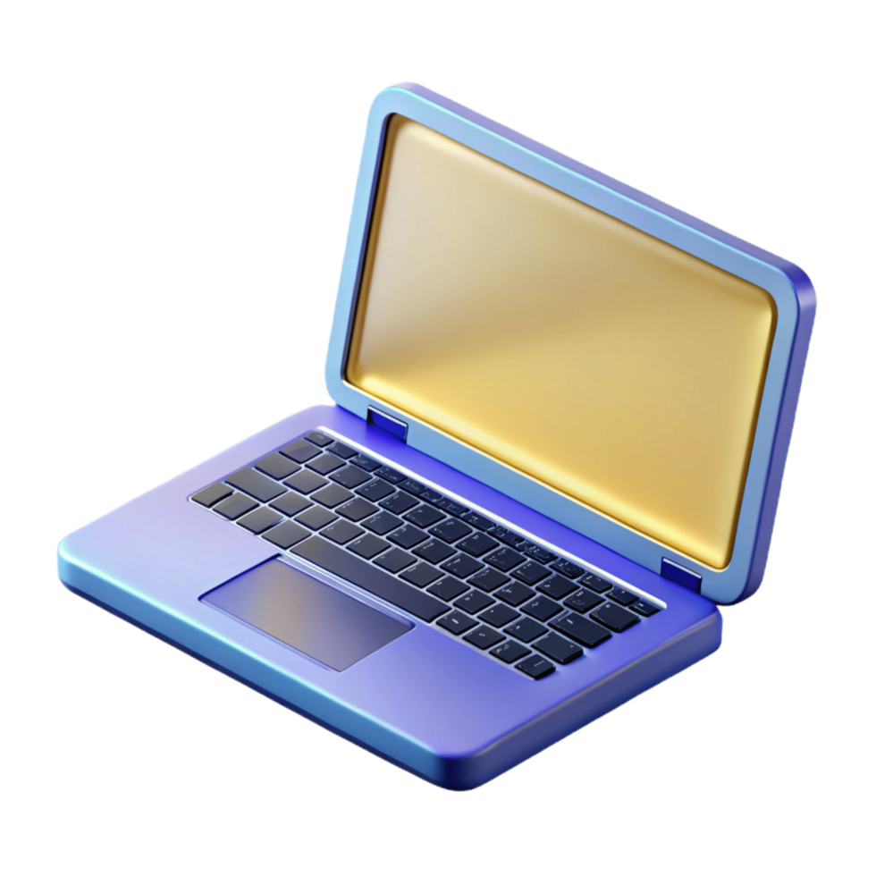 impressive classic Laptop computer with open lid, high resolution png
