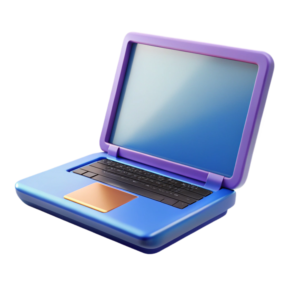 impressive contemporary Laptop computer with open lid, authentic png