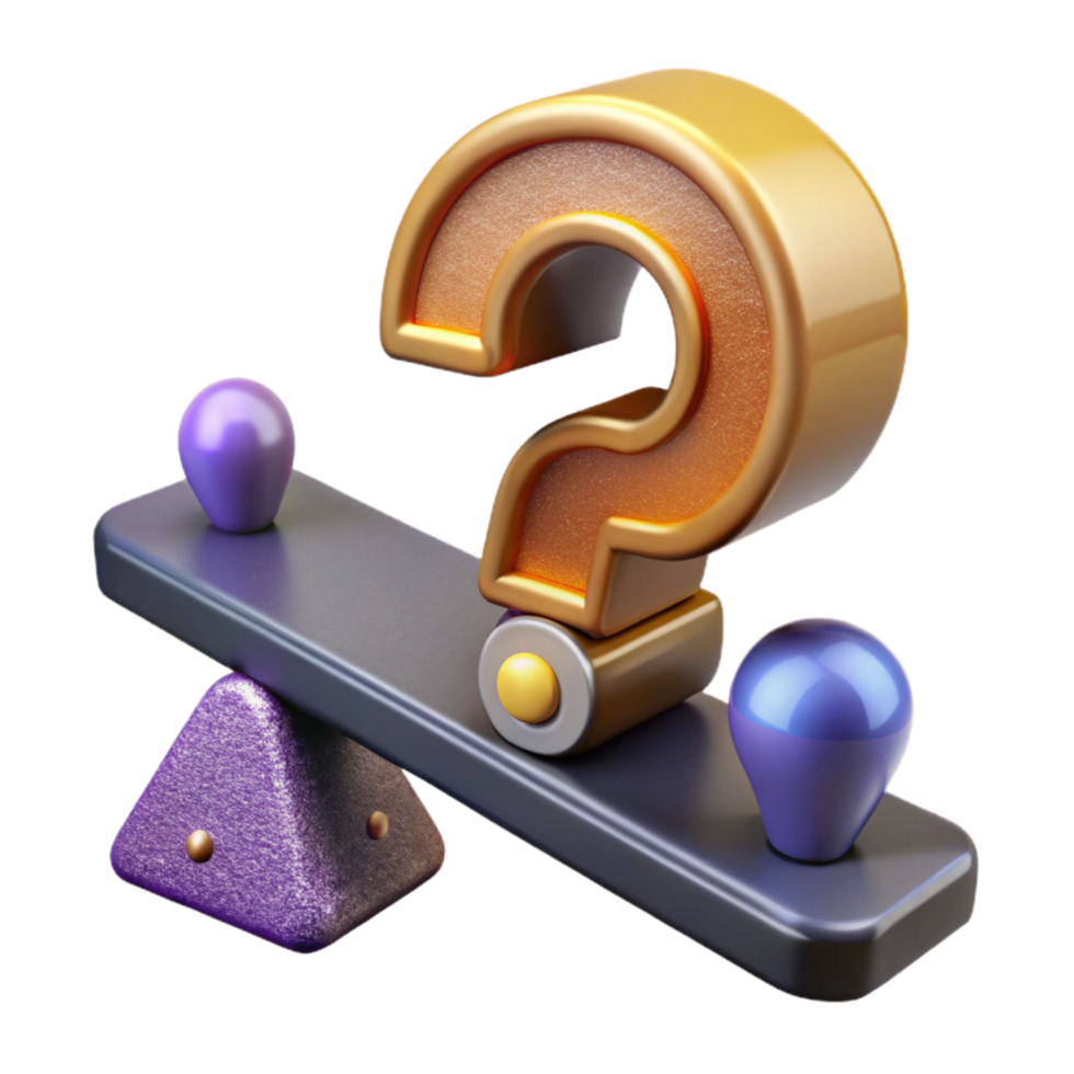 dramatic contemporary Pound Symbol and Question Mark on Seesaw Transparent Background genuine png