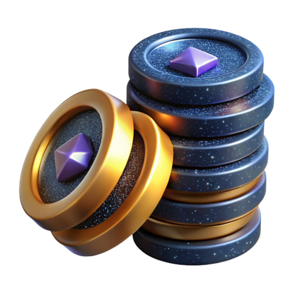 elegant modern Precarious Stack of Coins Isolated Cutout high resolution png