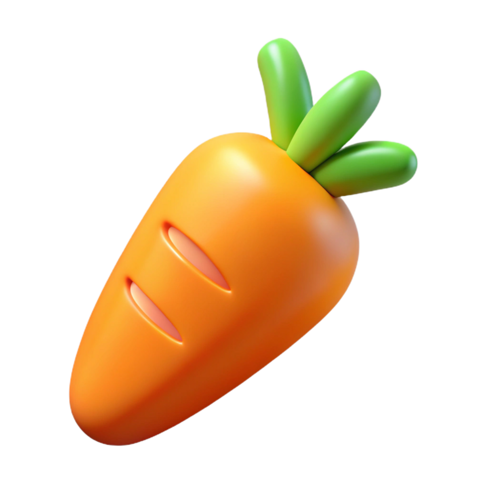 vibrant minimalist Orange carrot with green top genuine png