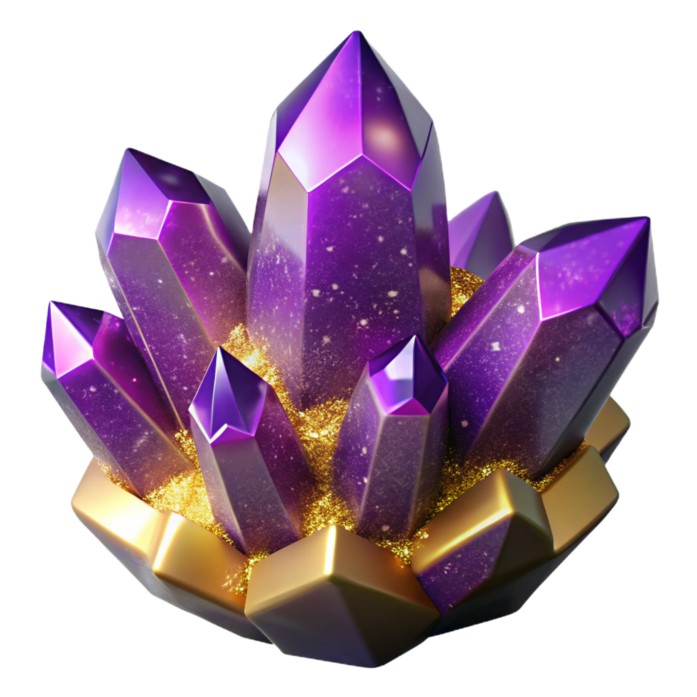 dramatic creative Purple Amethyst Crystal Cluster Isolated Element authentic png