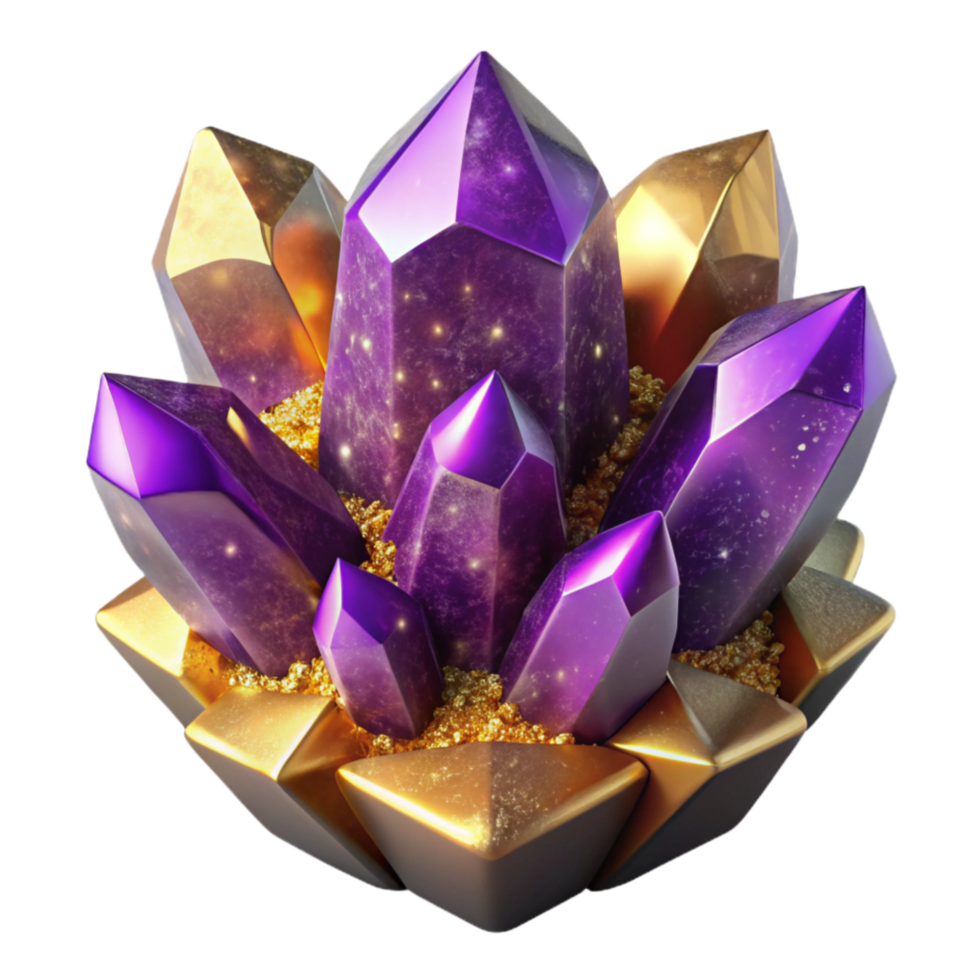 vibrant artistic Purple Amethyst Crystal Cluster Isolated Element high resolution png