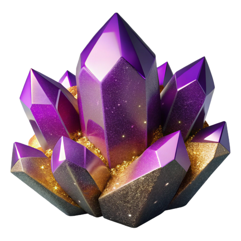 dramatic rustic Purple Amethyst Crystal Cluster Isolated Element professional png