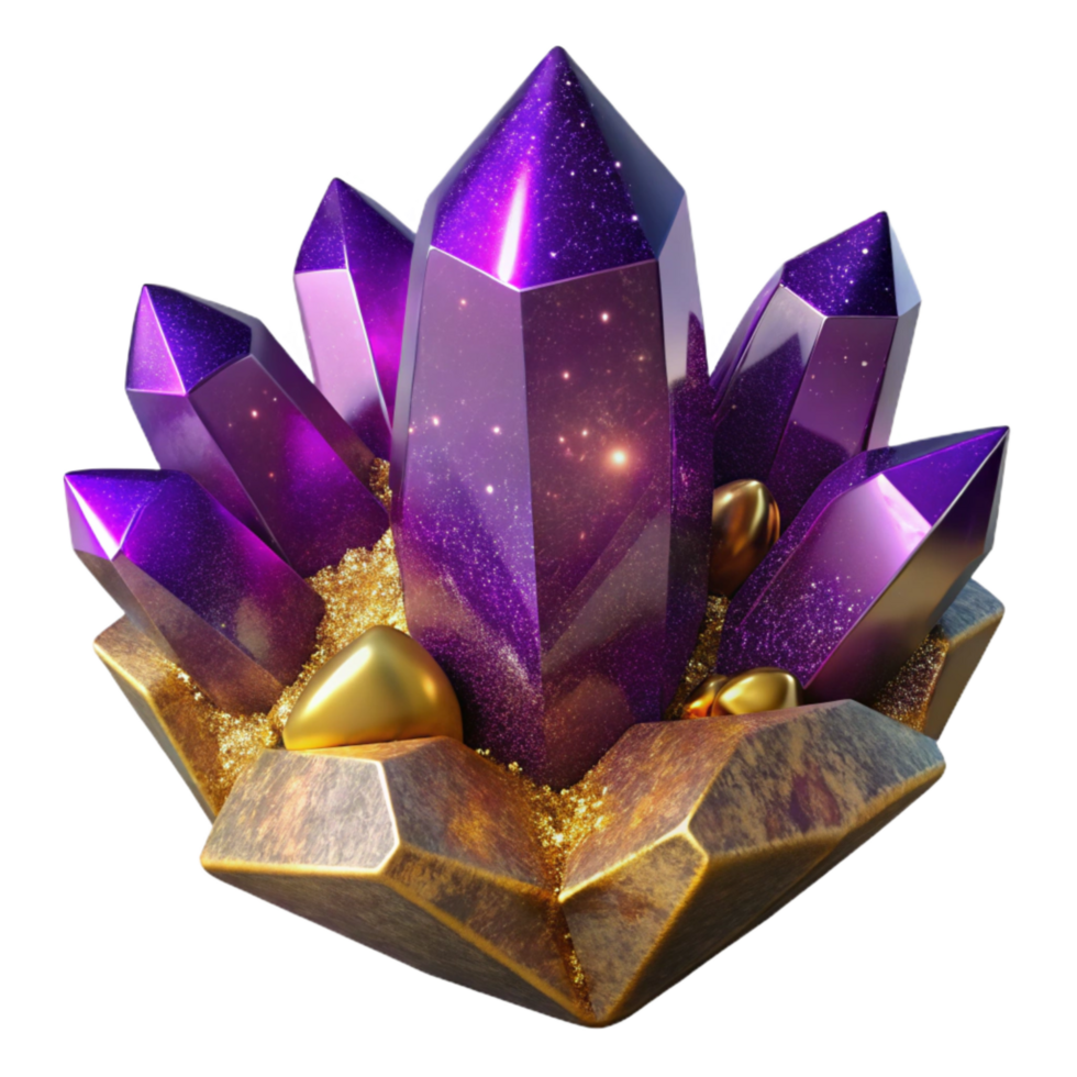 dramatic creative Purple Amethyst Crystal Cluster Isolated Element png